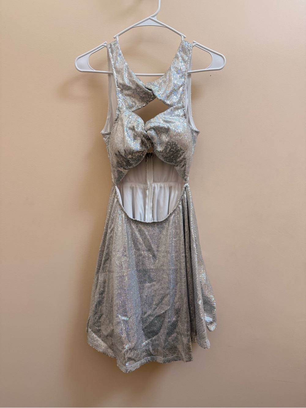 Nasty Gal White Sequin-Trim Mini Dress